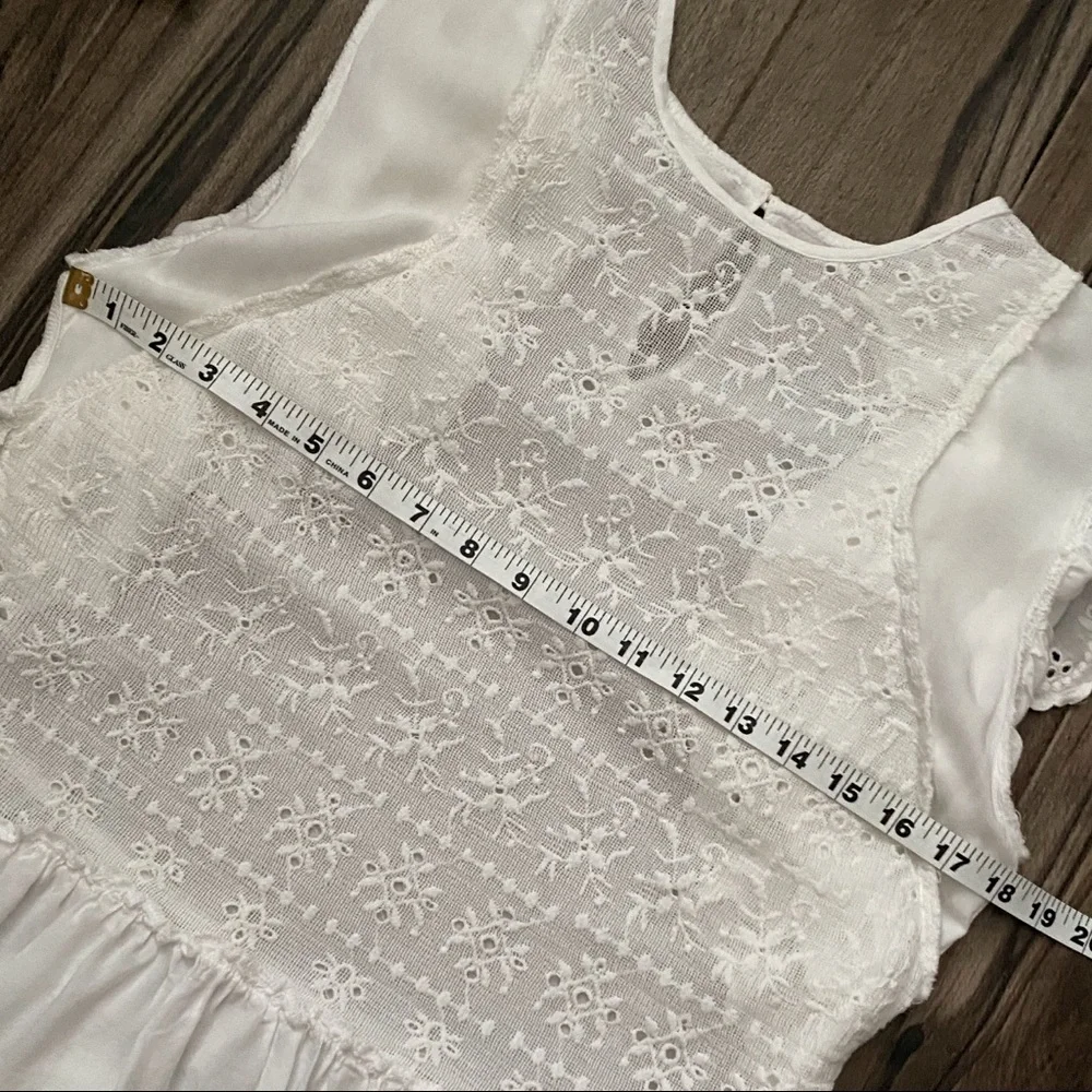 Lovestitch sheer cotton eyelet ruffled sleeve blouse, white - Picture 4 of 8